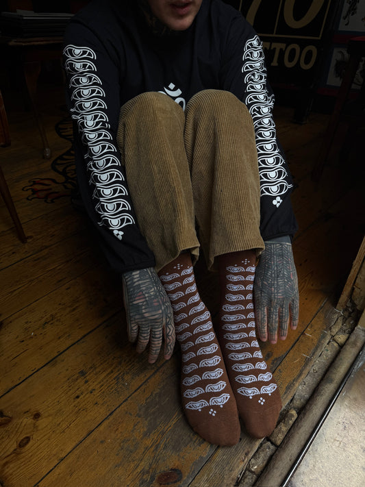Tibetan Eye Socks - Brown