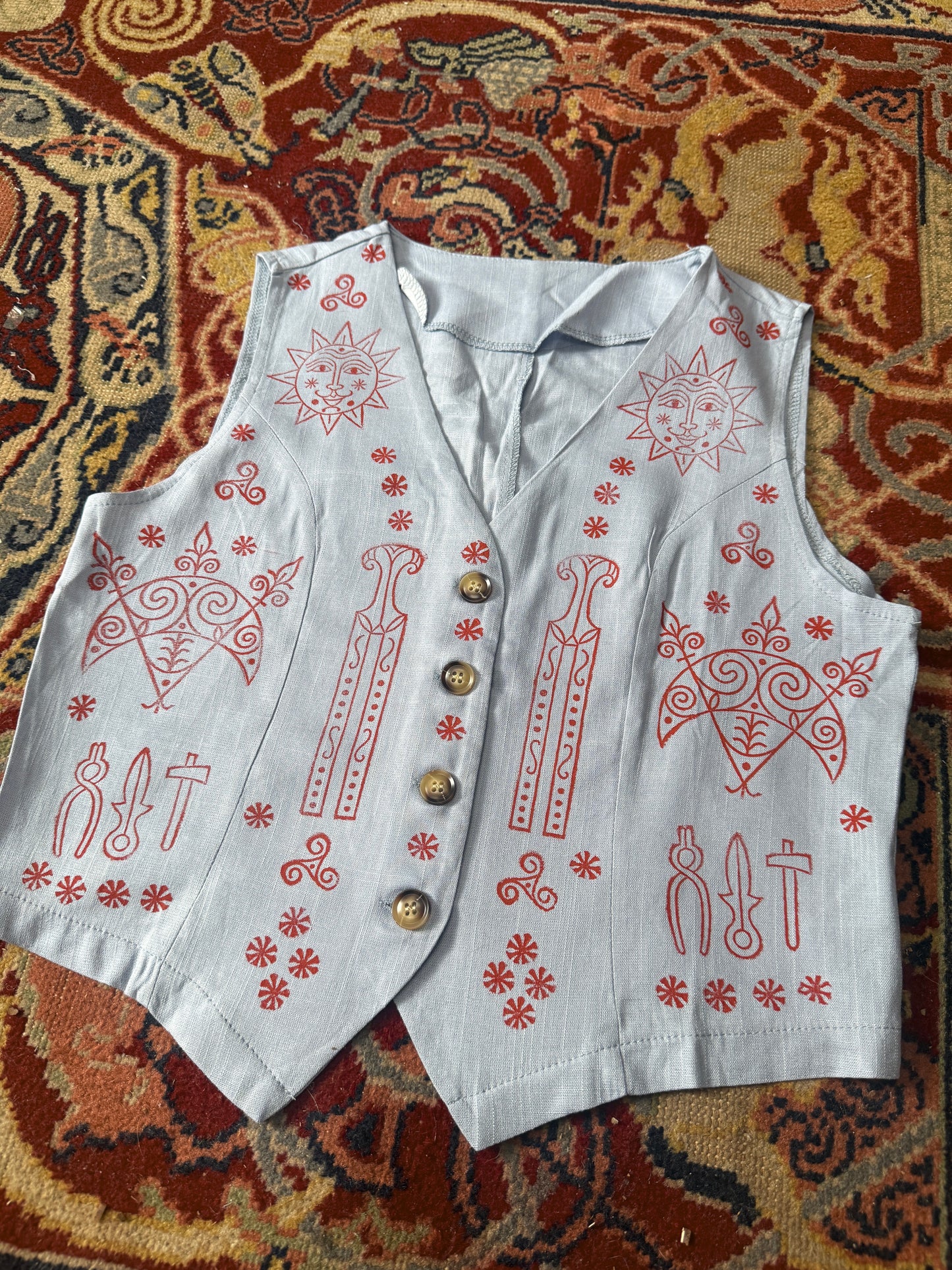 Stamped Blue Pictish Vest