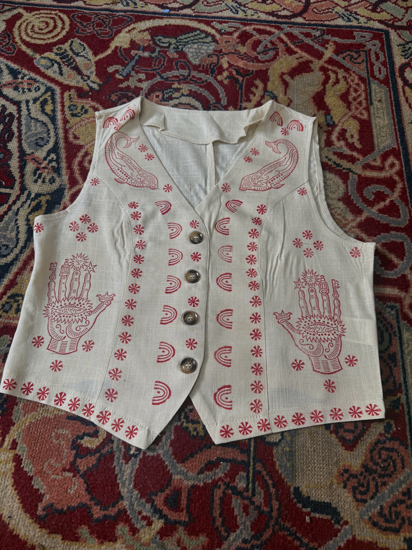 Stamped Cream Vest