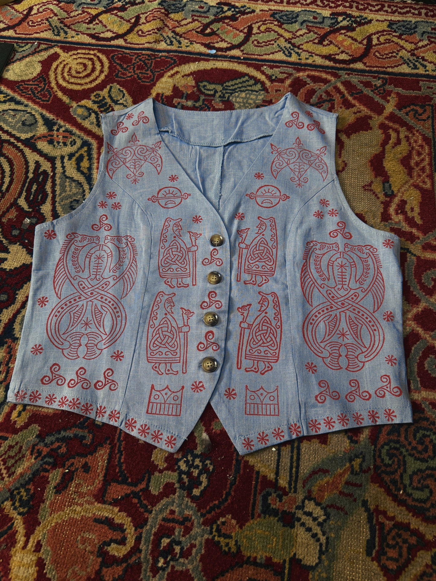 Stamped Blue Pictish Vest