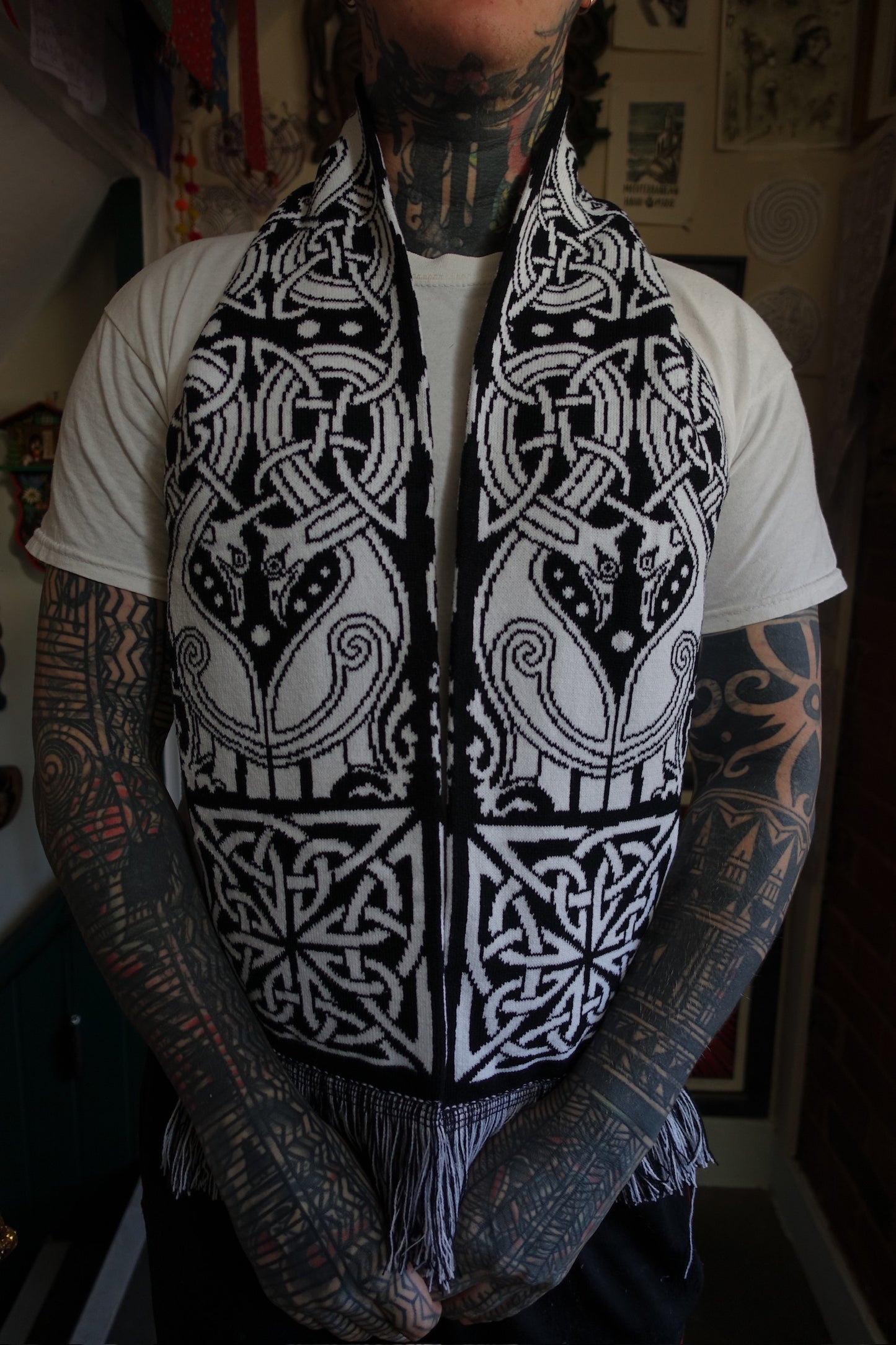 Celtic Birds Entwined Scarf - Symmetrical