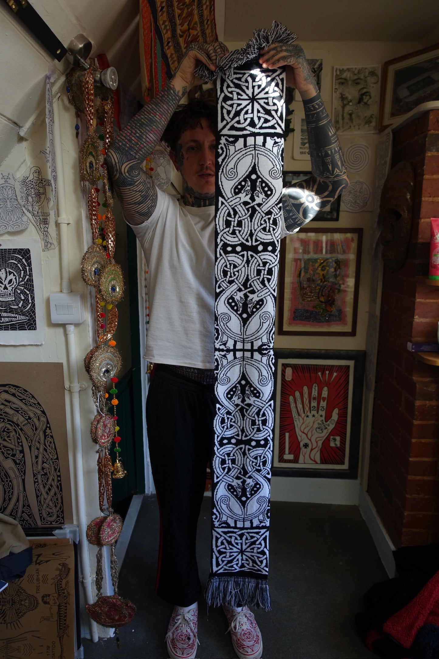 Celtic Birds Entwined Scarf - Symmetrical