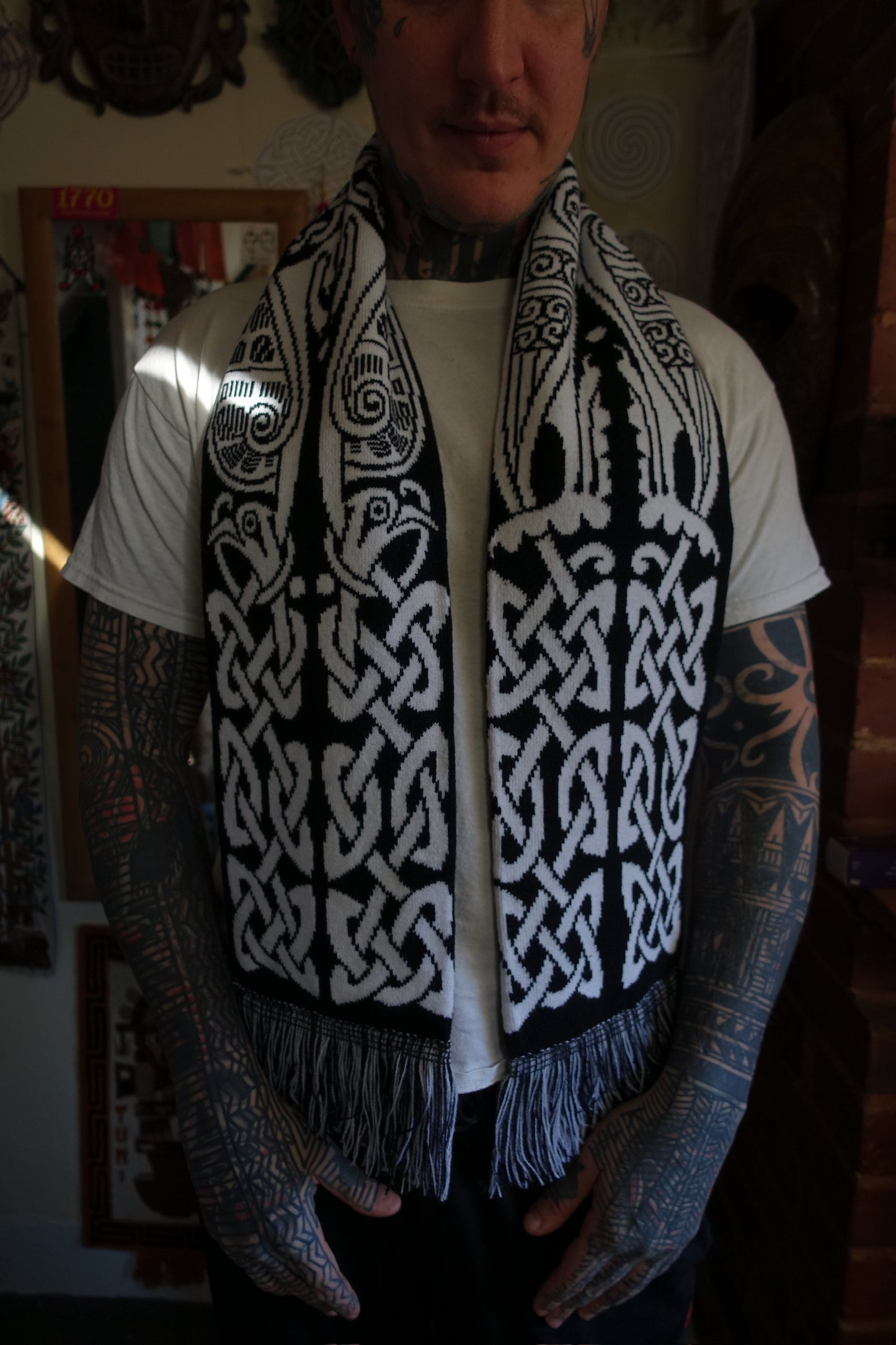 Celtic Birds Entwined Scarf - Asymmetrical