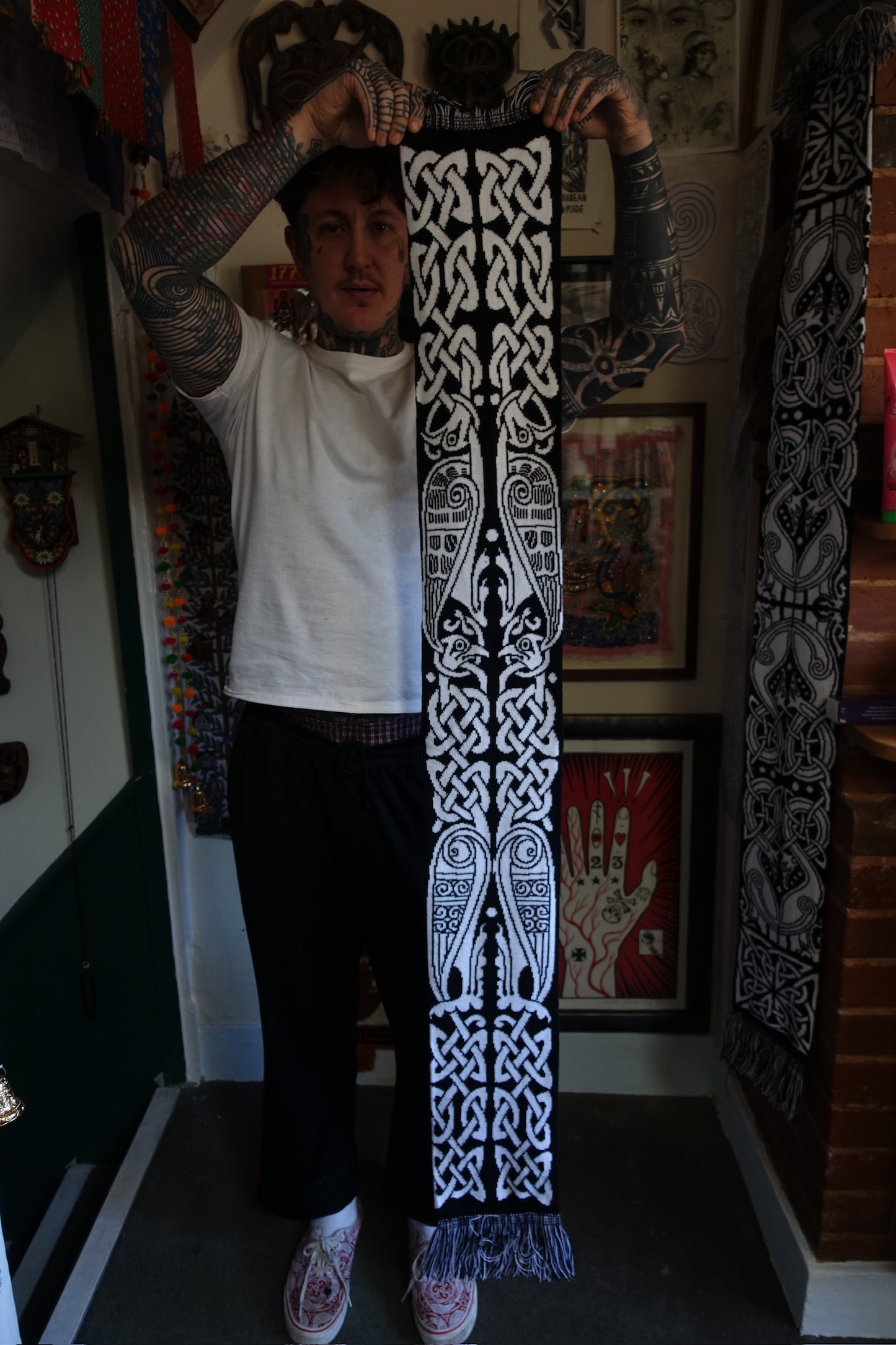 Celtic Birds Entwined Scarf - Asymmetrical