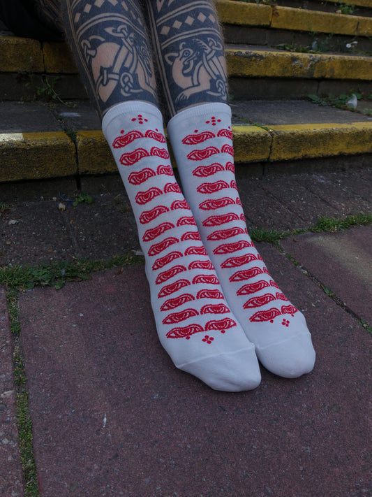 Tibetan Eye Socks - White
