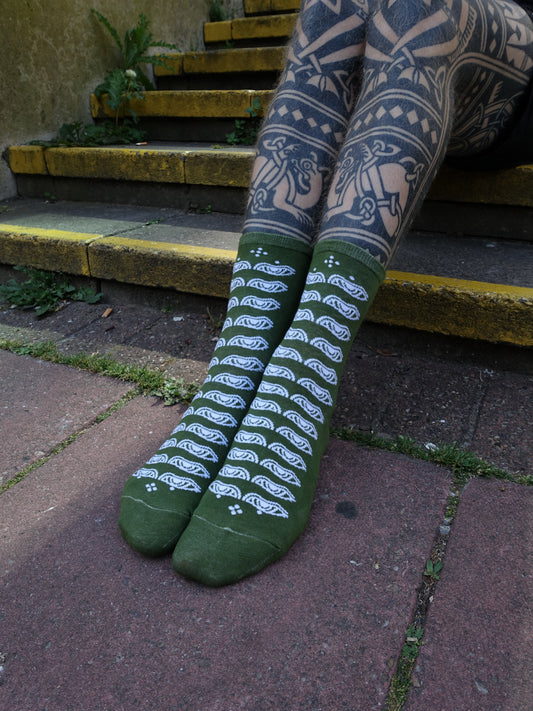 Tibetan Eye Socks - Green