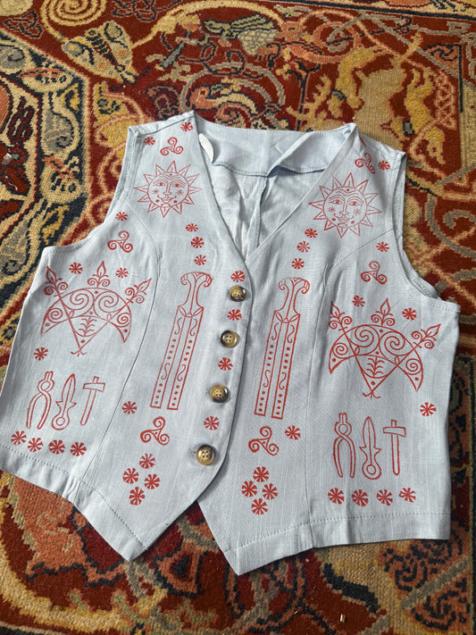 Stamped Blue Pictish Vest
