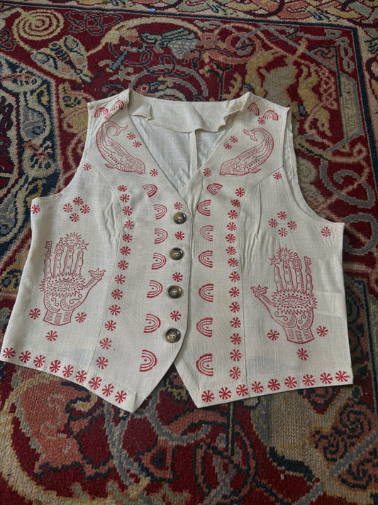 Stamped Cream Vest