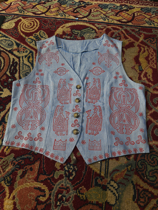 Stamped Blue Pictish Vest