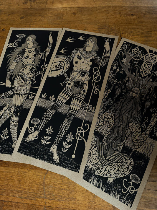 3 Print Bundle (Cernunnos, Pictish Warrior Man, and Pictish Warrior Woman)