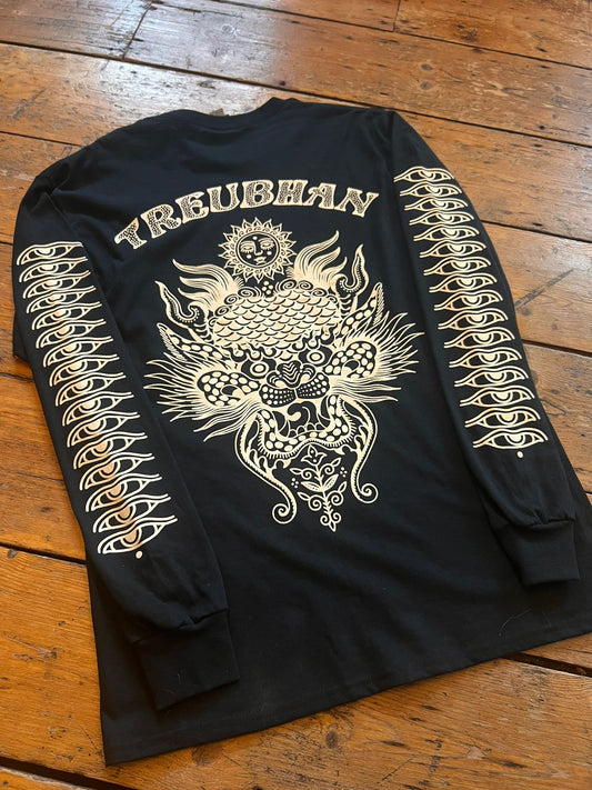 Tibetan Dragon Long Sleeved Black T- Shirt